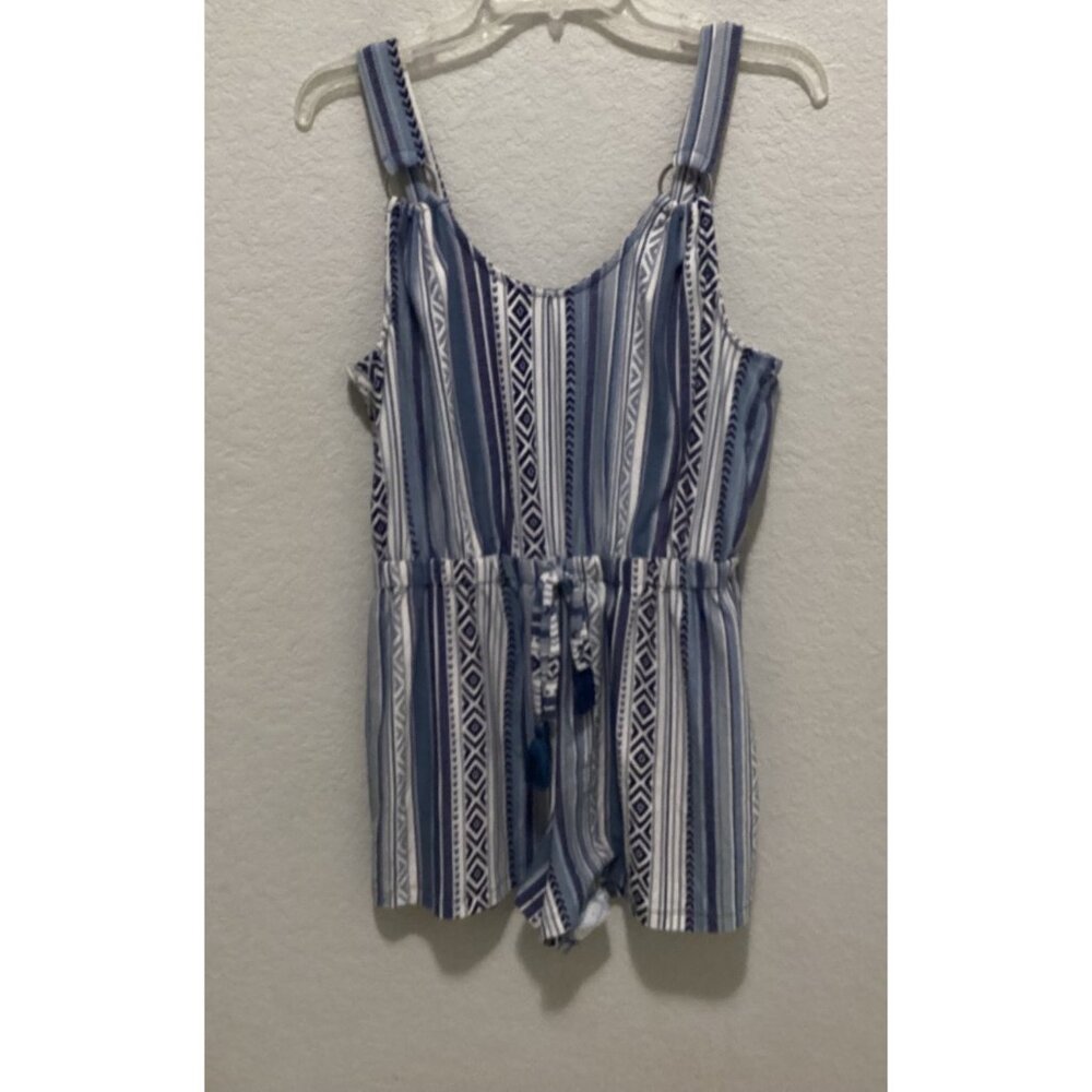 Derek Heart Blue & White Tribal Print Sleeveless Romper Size L